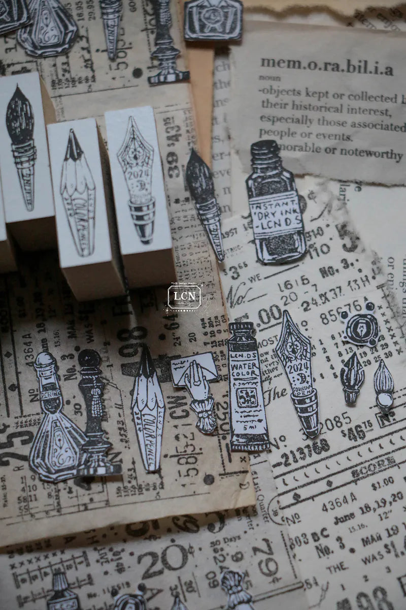 LCN rubber stamp set: On The Desk (set of 11 stamps)