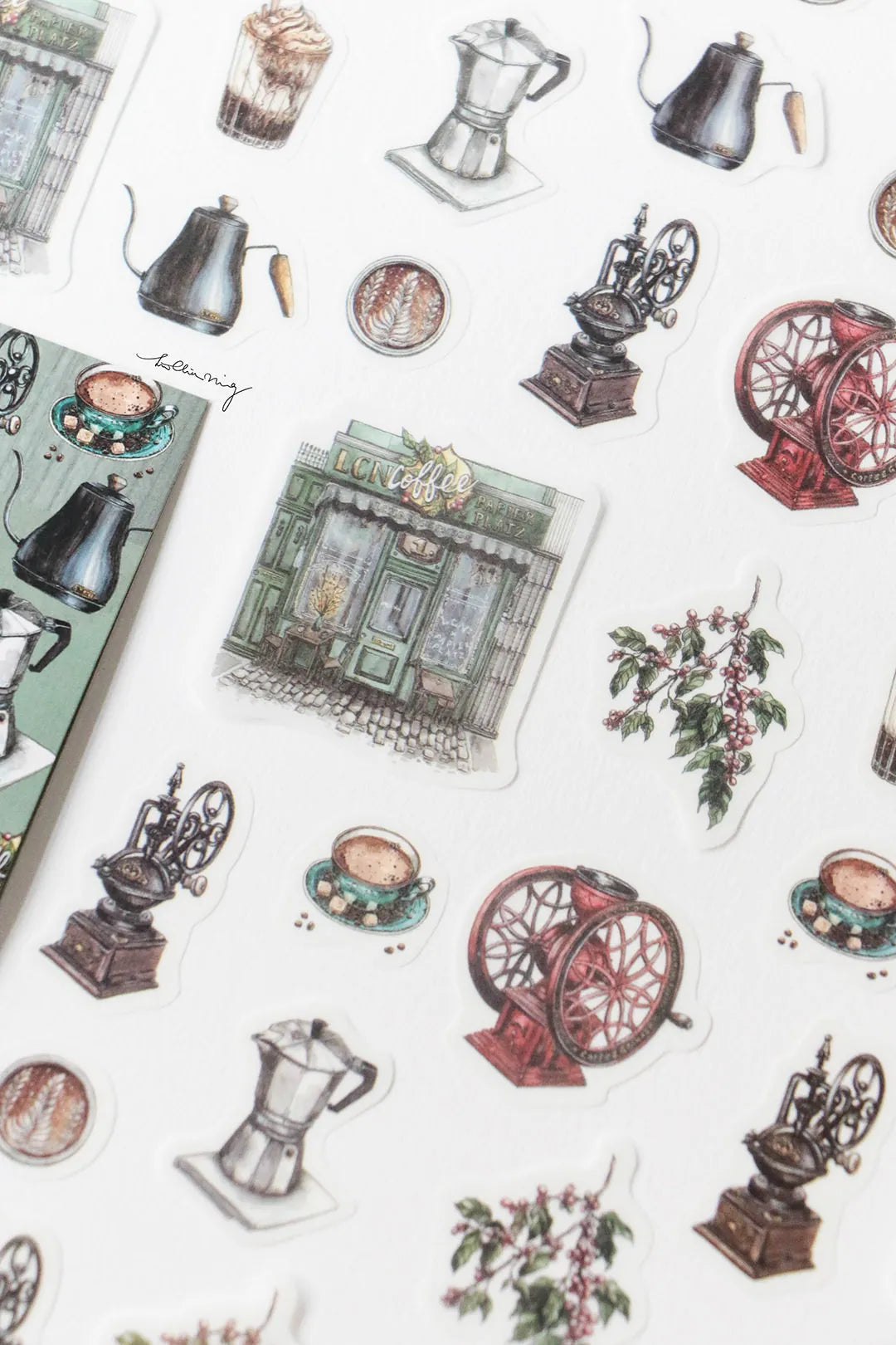 LCN Washi Flake Seal Sticker Set - Vintage Coffee