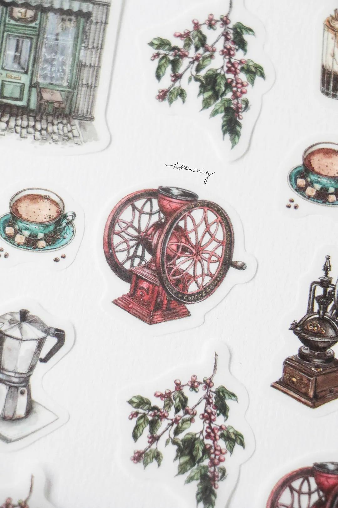 LCN Washi Flake Seal Sticker Set - Vintage Coffee