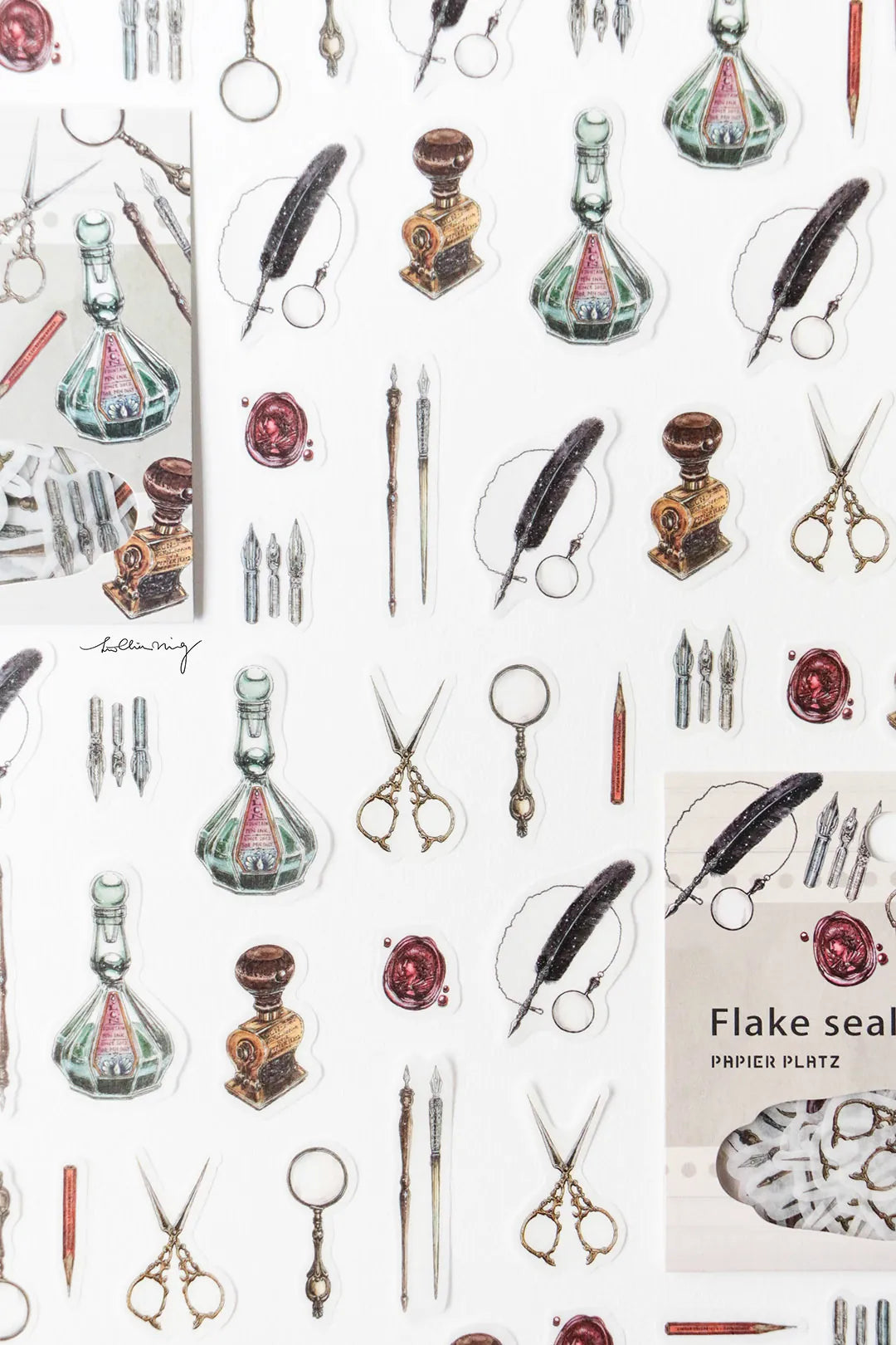 LCN Washi Flake Seal Sticker Set - Retro Stationery