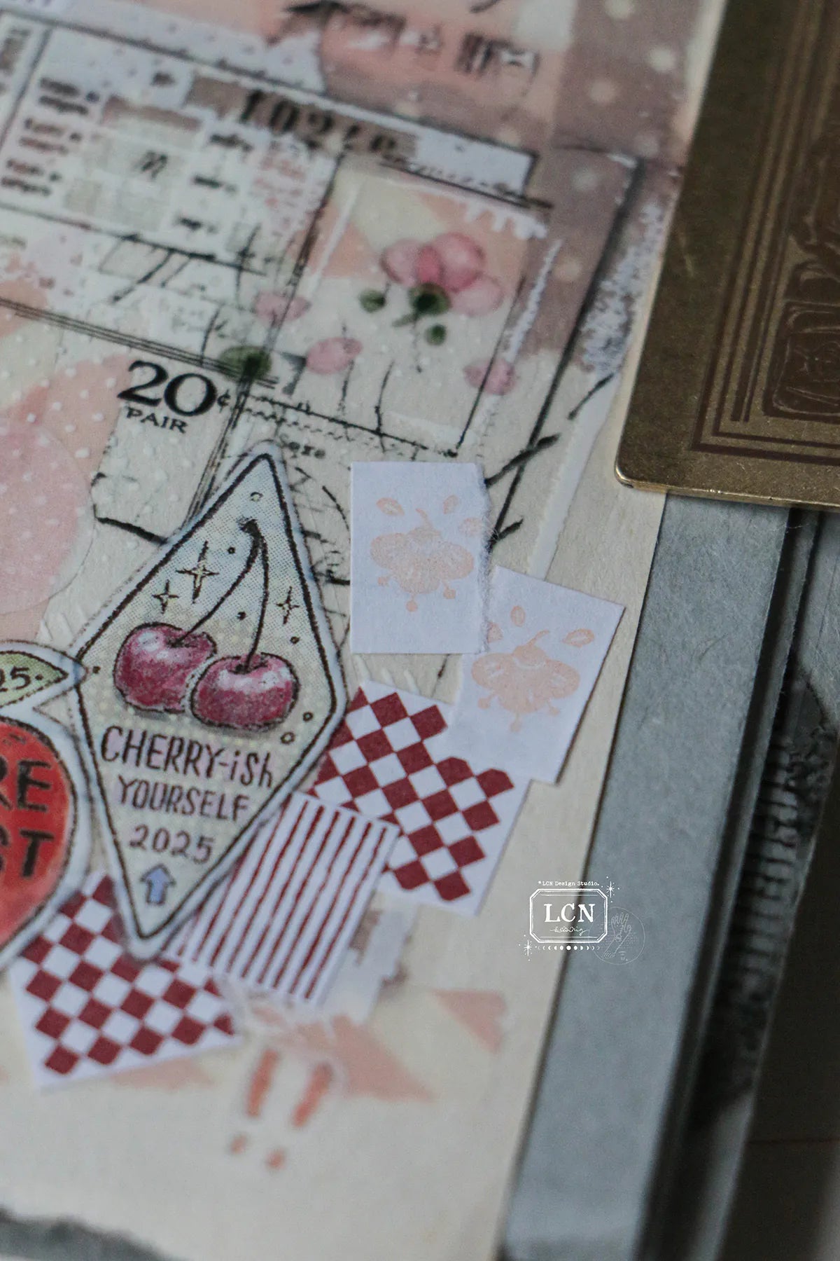 LCN Label Sticker Roll: Spring Flower - Red Tone