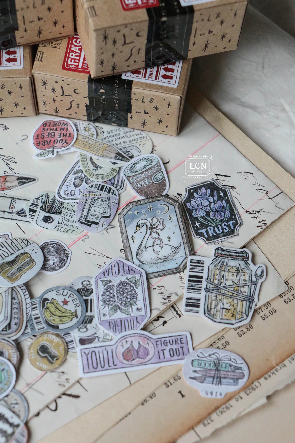 LCN Sticker Club : A Box Full of Joy Sticker Set (71 different designs x 2 different sticker materials include)