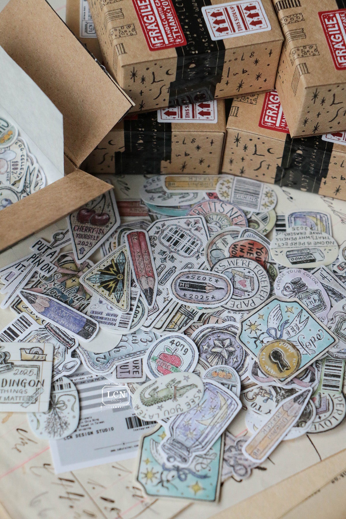 LCN Sticker Club : A Box Full of Joy Sticker Set (71 different designs x 2 different sticker materials include)
