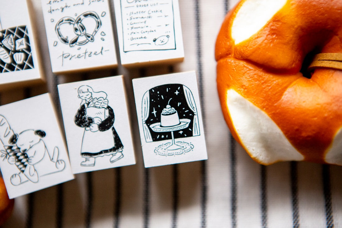 OURS Studio Rubber Stamp: Bakery Series "The Gift" Stamp - Girl (F)