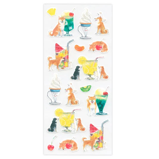 Stickers Sheet: 村田 夏佳 (Natsuka Murata): Shiba Inu and Melon Soda
