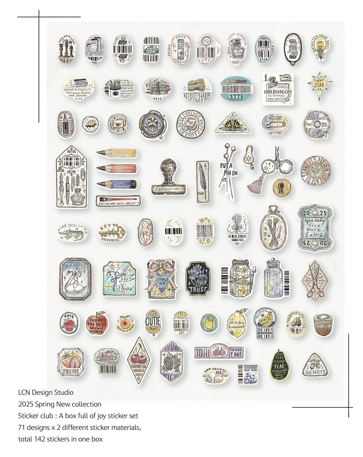 LCN Sticker Club : A Box Full of Joy Sticker Set (71 different designs x 2 different sticker materials include)