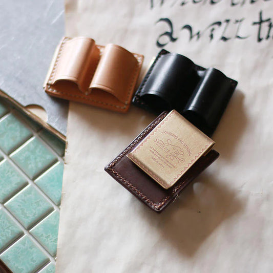 Leather clip pen holder