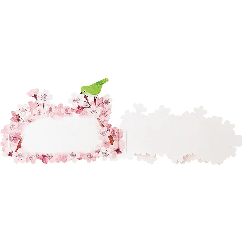 Sanrio Greeting Card: Spring, Cherry Blossoms & Warbling White-Eye bird (Zosterops japonicus)