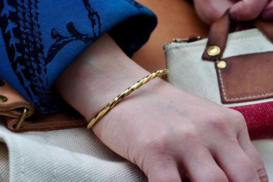 TSL Brass Narrow Twist Bangle Bracelet