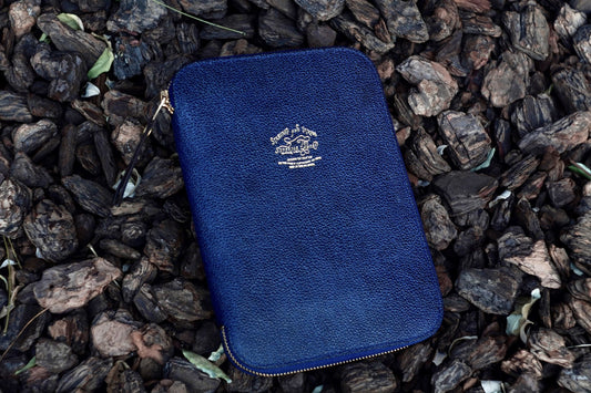 A5 Kurozan Indigo Leather Zip Organizer