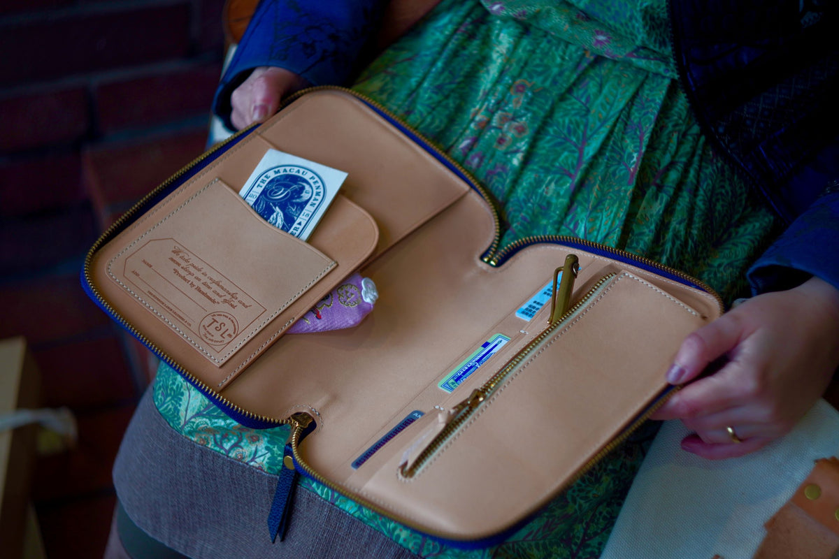 A5 Kurozan Indigo Leather Zip Organizer