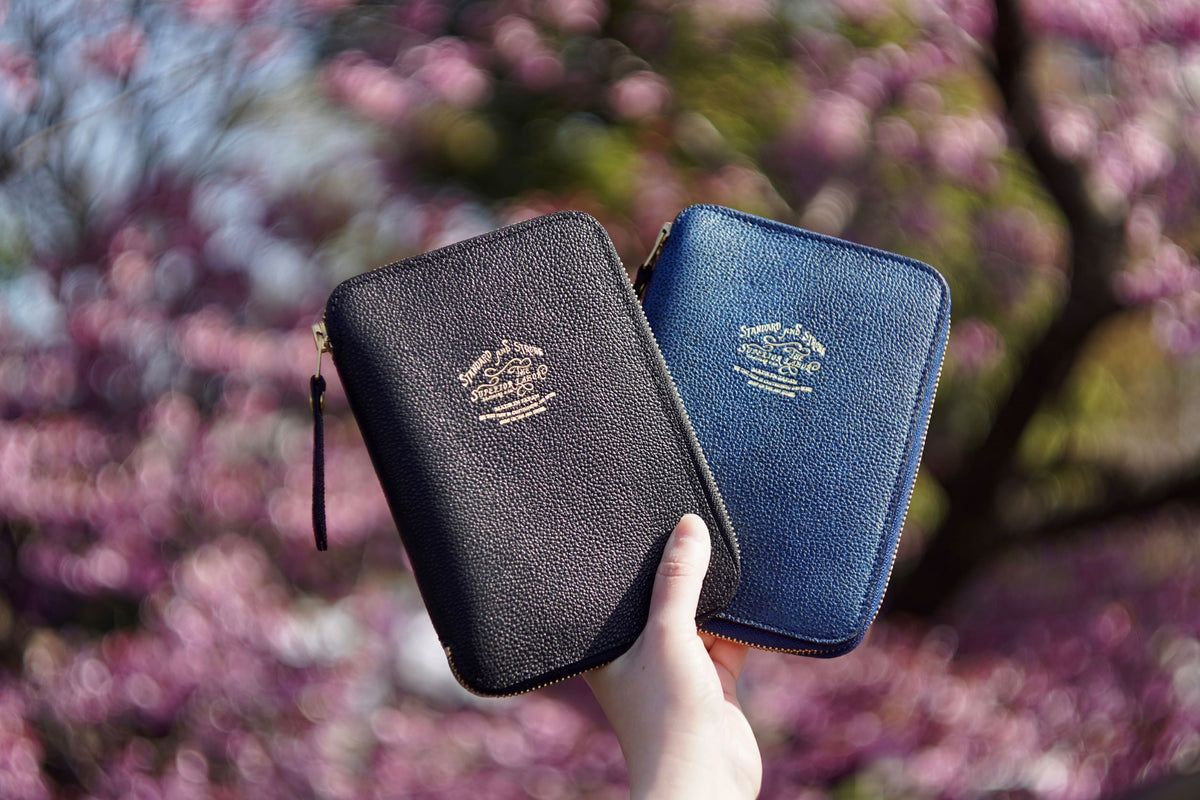 A6 Kurozan Indigo leather zip organizer