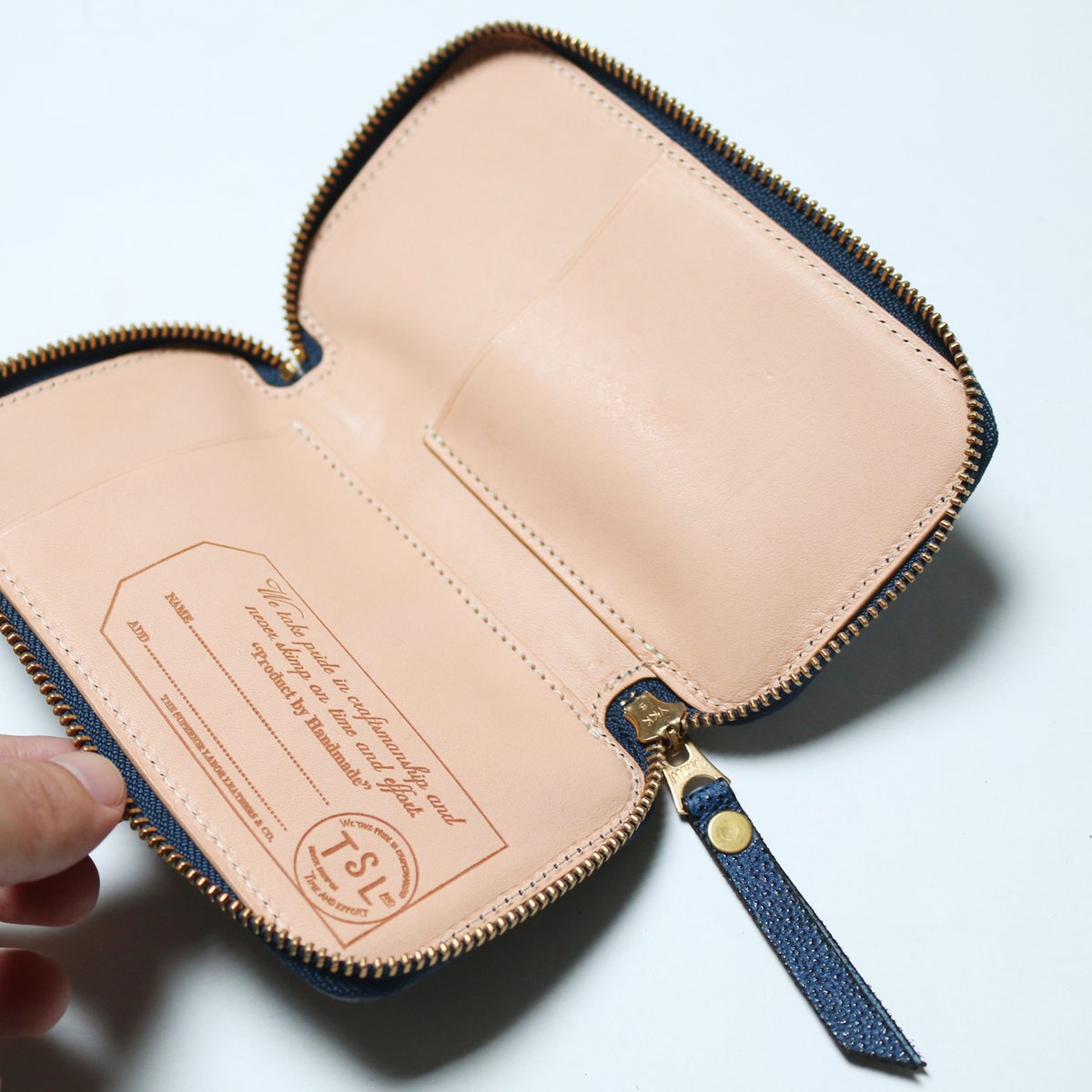 Kurozan Indigo Leather Zip Pen Case